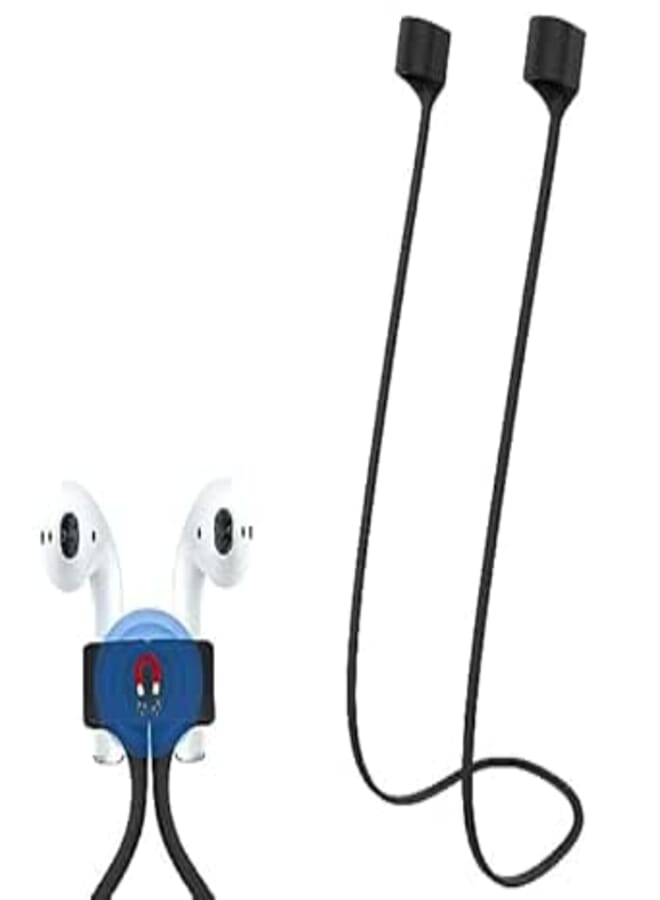 KACA Magnetic Anti-Lost Strap Silicone Rope Wire Cable Connector String for AirPods Pro/Aipods Pro 2 / Airpods 1,2&3 / Earbuds (Black)